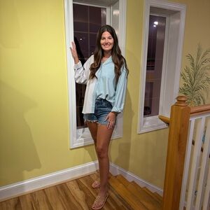 Light Blue Women's Button-Up Top